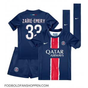 Paris Saint-Germain Warren Zaire-Emery #33 Hjemmebanetrøje Børn 2024-25 Kortærmet (+ Korte bukser)